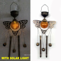 Solar Lighted Garden Decoration Bronze Finish Metal Owl Windbell Craft